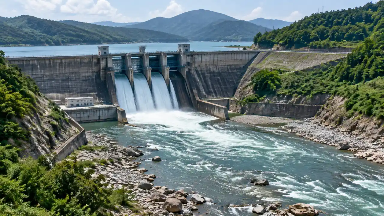 山谷水库大坝与溢洪道泄流