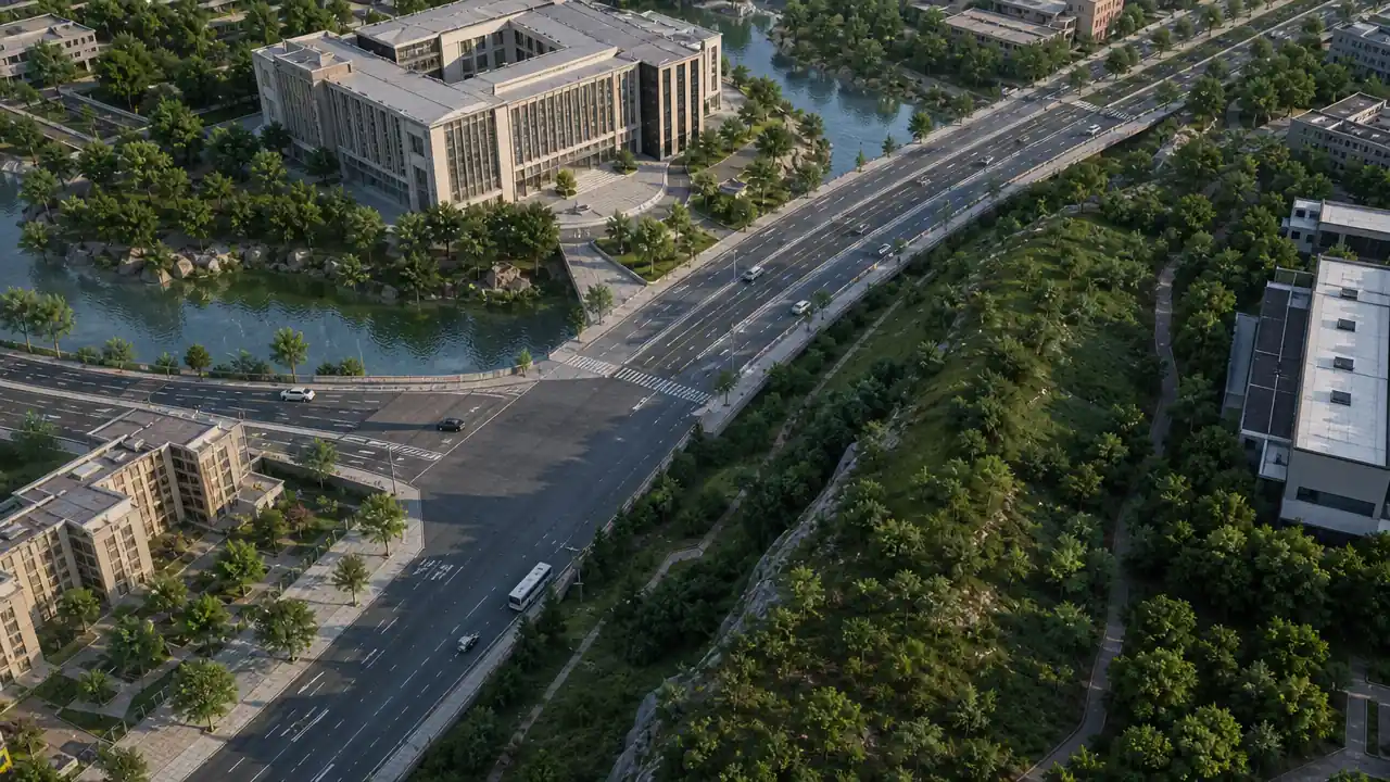 滨河大型公共建筑与立交道路