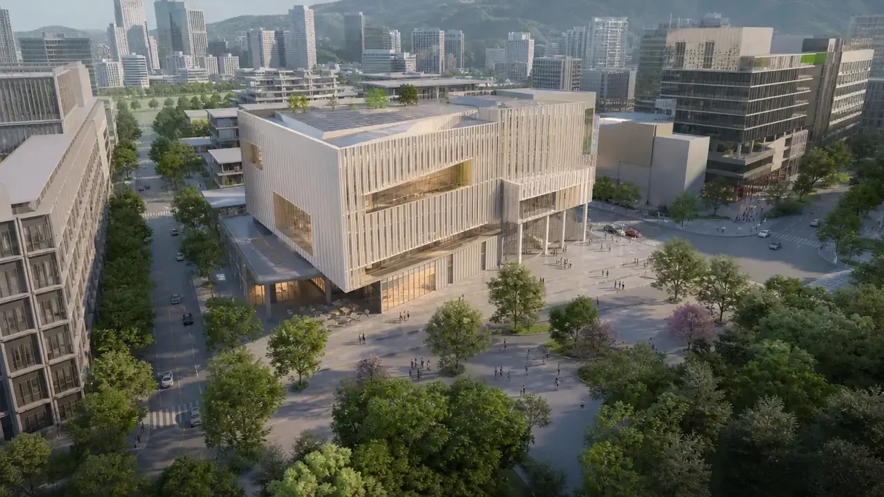 现代公共建筑与门前广场