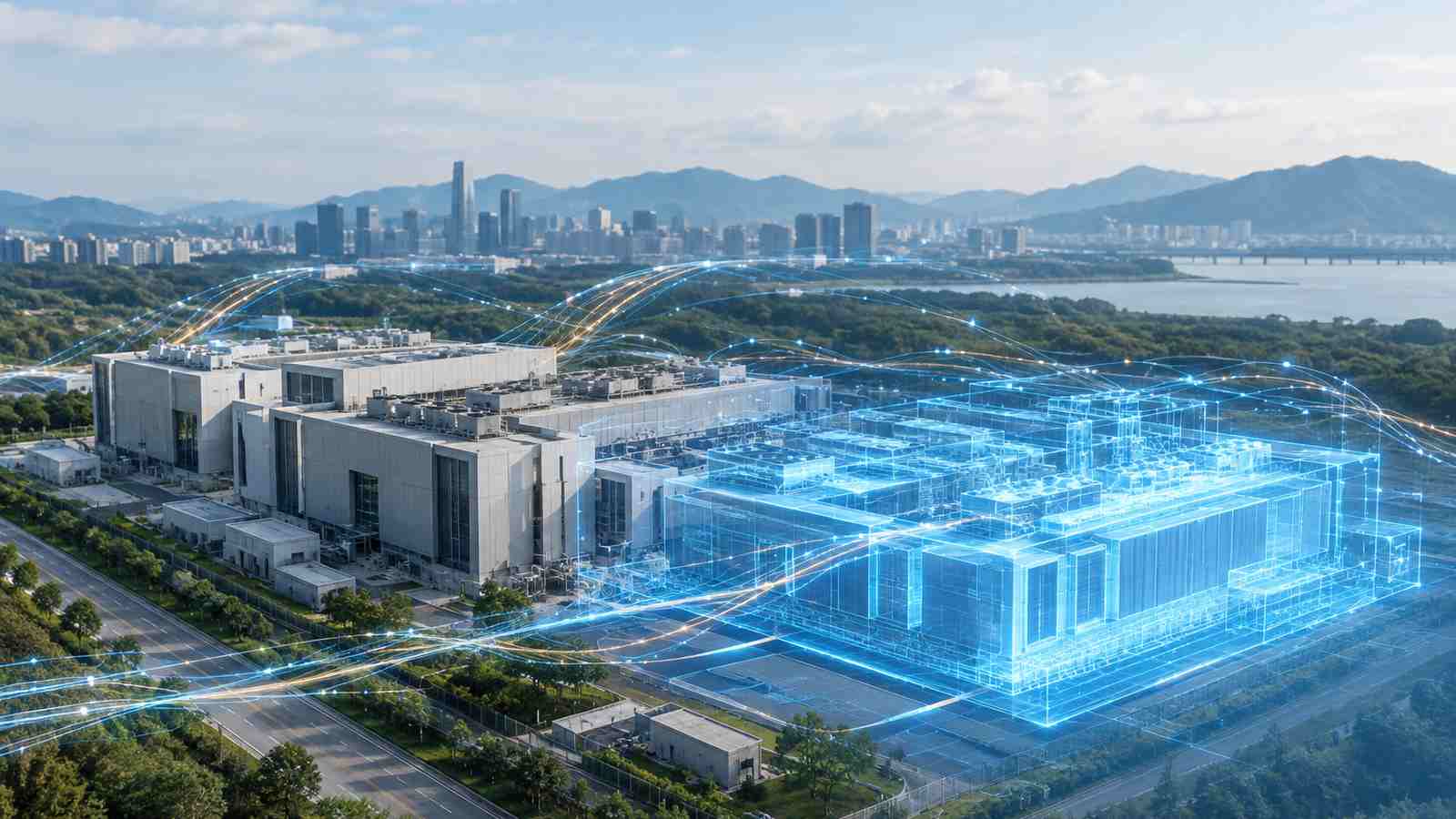 数据可视化与数字孪生能力的概念插图，非真实软件界面截图