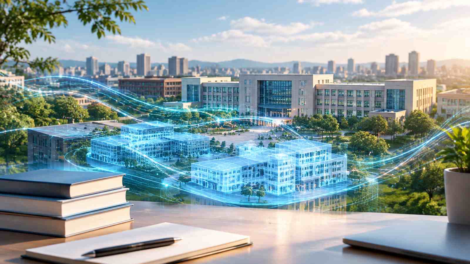 数据可视化与数字孪生能力的概念插图，非真实软件界面截图