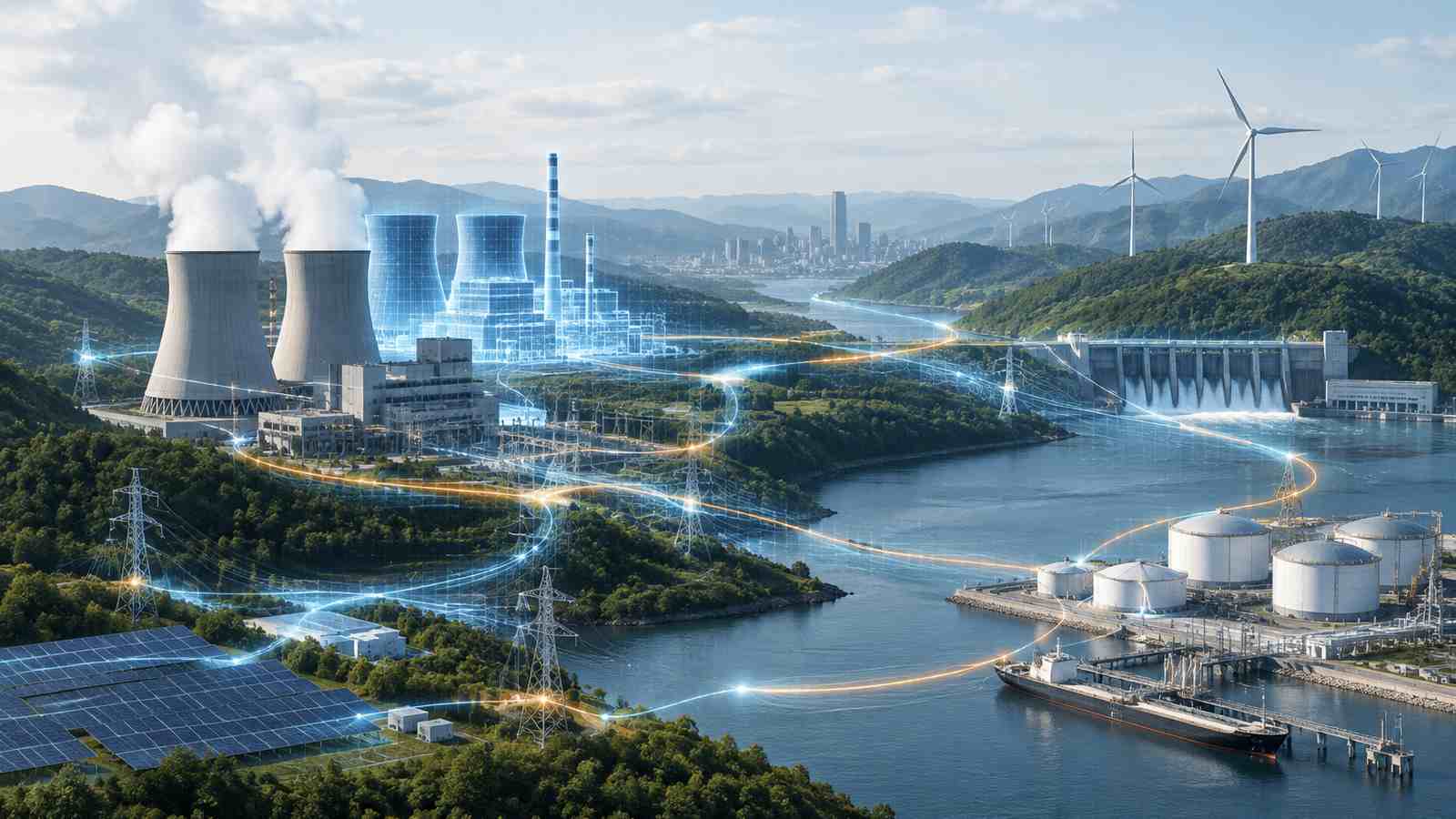 数据可视化与数字孪生能力的概念插图，非真实软件界面截图